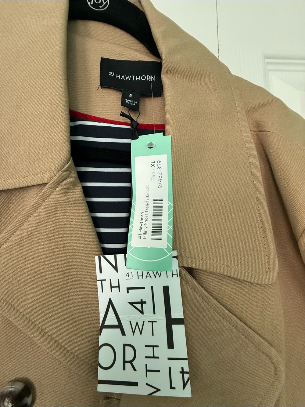 NWT 41 Hawthorn Tan Hilary Short Trench Jacket XL Double Breasted